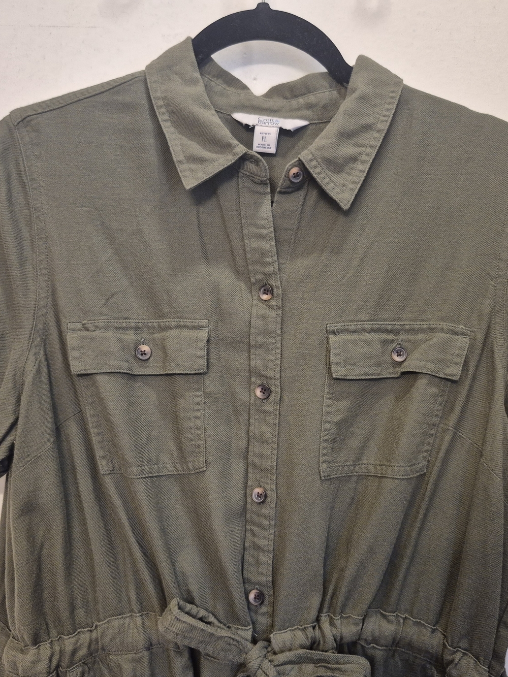 croft & barrow Olive Green Button-Front Utility Shirt Dress - Picture 4 of 6